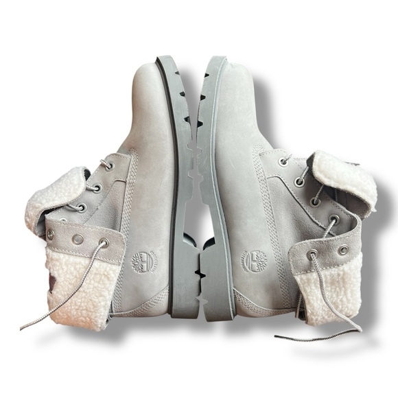 Timberland Women's Gray Linden Woods Waterproof Fold Down Teddy Fleece Boots 6.5 - Picture 2 of 12